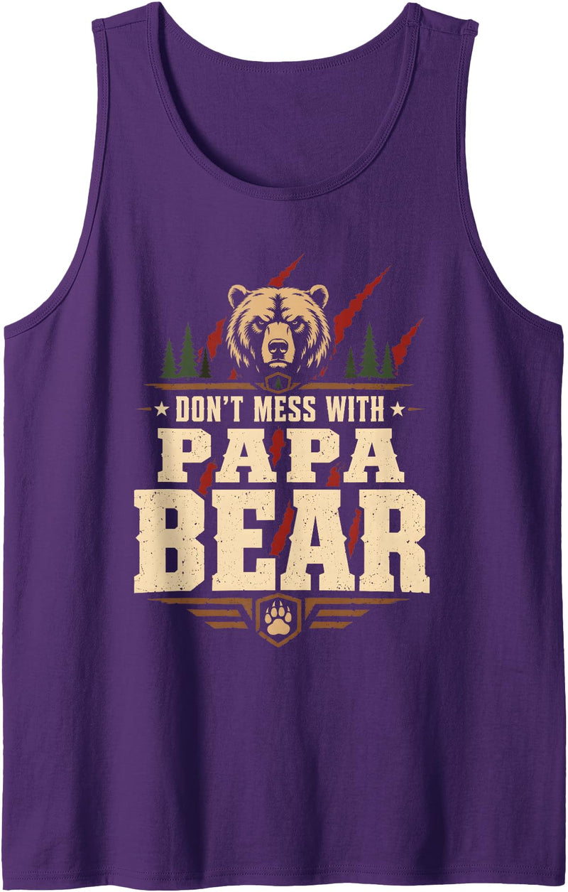 Best Daddy Bear Designs for Father's Day Father Bear Dad Protector Don't Mess with Papa Bear Tank Top - Purple