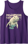 Sea Ocean Animal Art Manatee Sea Ocean Manatee Ocean Sea Animal Manatee Lover Tank Top - Purple