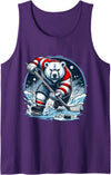 Hockey Player Love Polar Bear Hockey Bear on Ice: A Funny Polar Bear Playing Hockey Tank Top - Purple