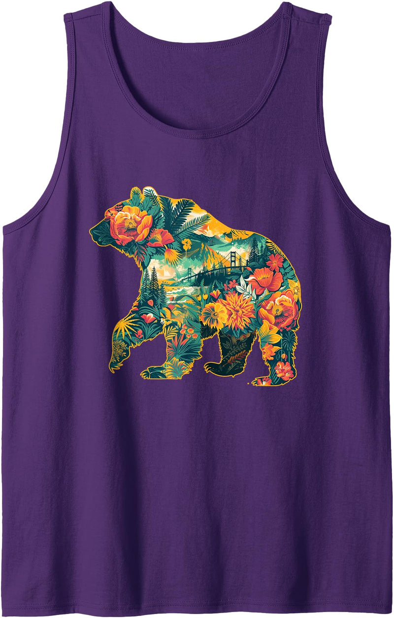 CA Style California Bear Travel Tank Top - Purple