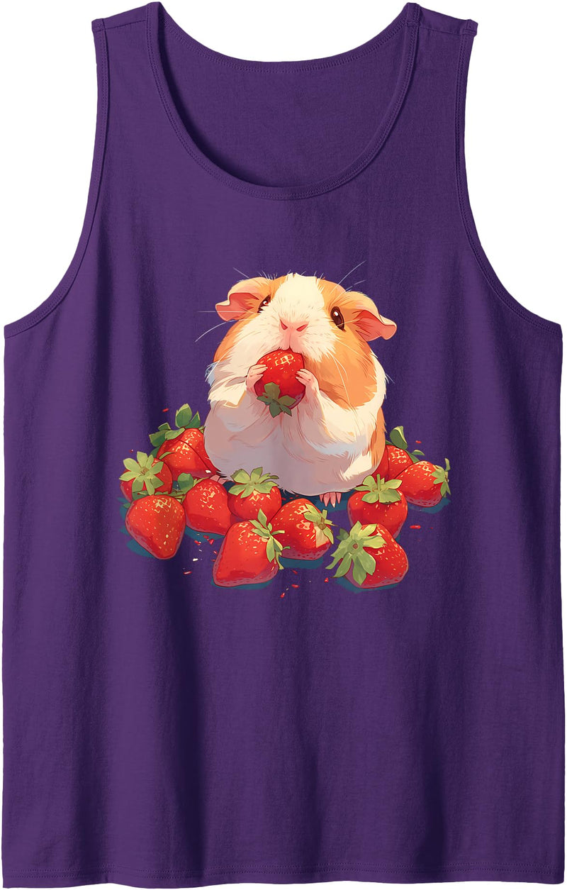 Cute Strawberry Animals Strawberry Guinea Pig Drawing Strawberries Cute Guinea Pig Tank Top - Purple