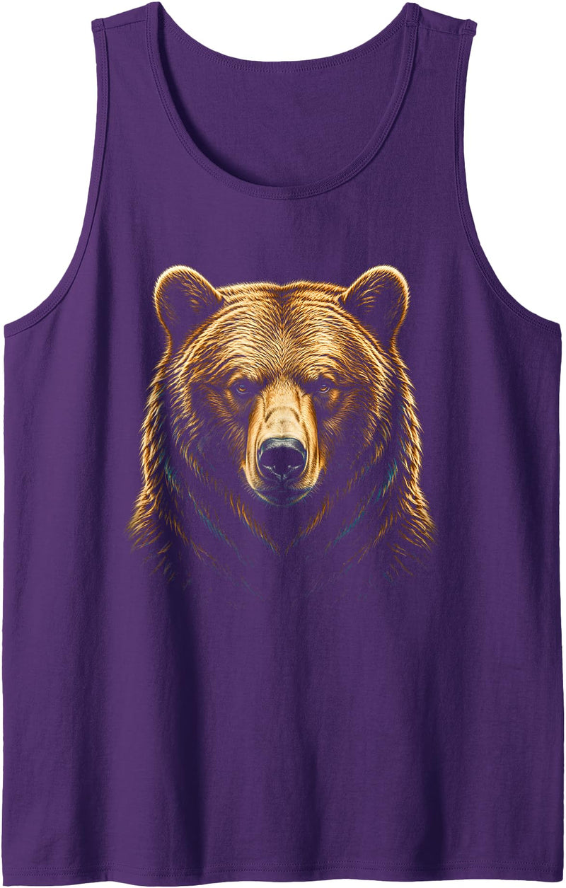 Realistic Bear Portrait Wildlife Realistic Bear Portrait Bear Wildlife Tank Top - Purple