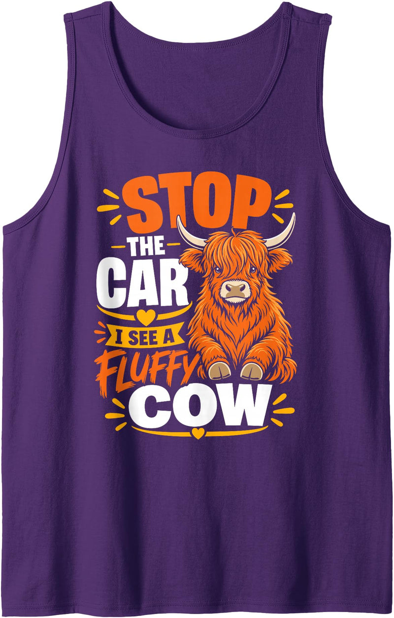 Stop the Car, I See a Fluffy Cow Tank Top - Purple