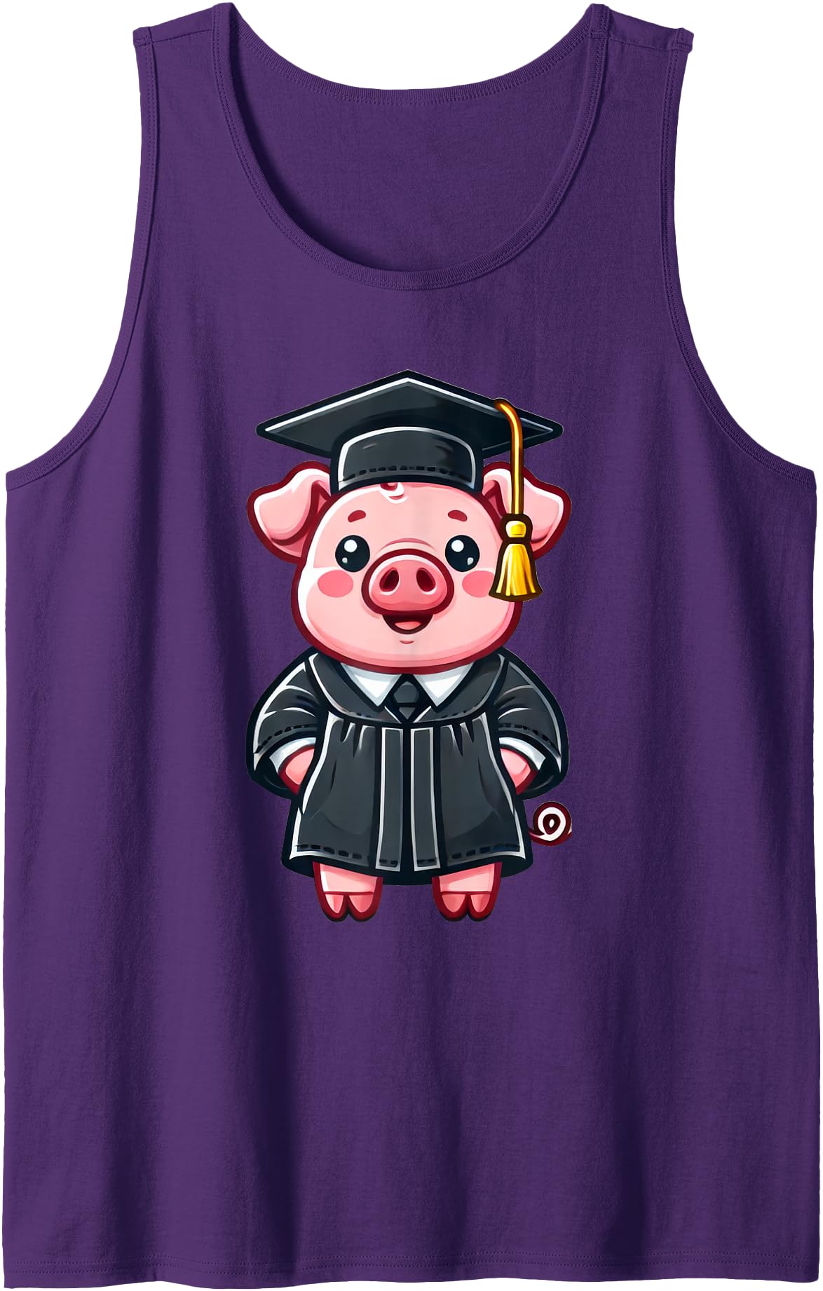 Kawaii Pig Graduation Apparel Cute Pig Graduation Tank Top - Purple