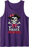 Princess Pirate Apparel Pirate Princess Skull Crossbones Cute Bow Halloween Party Tank Top - Purple