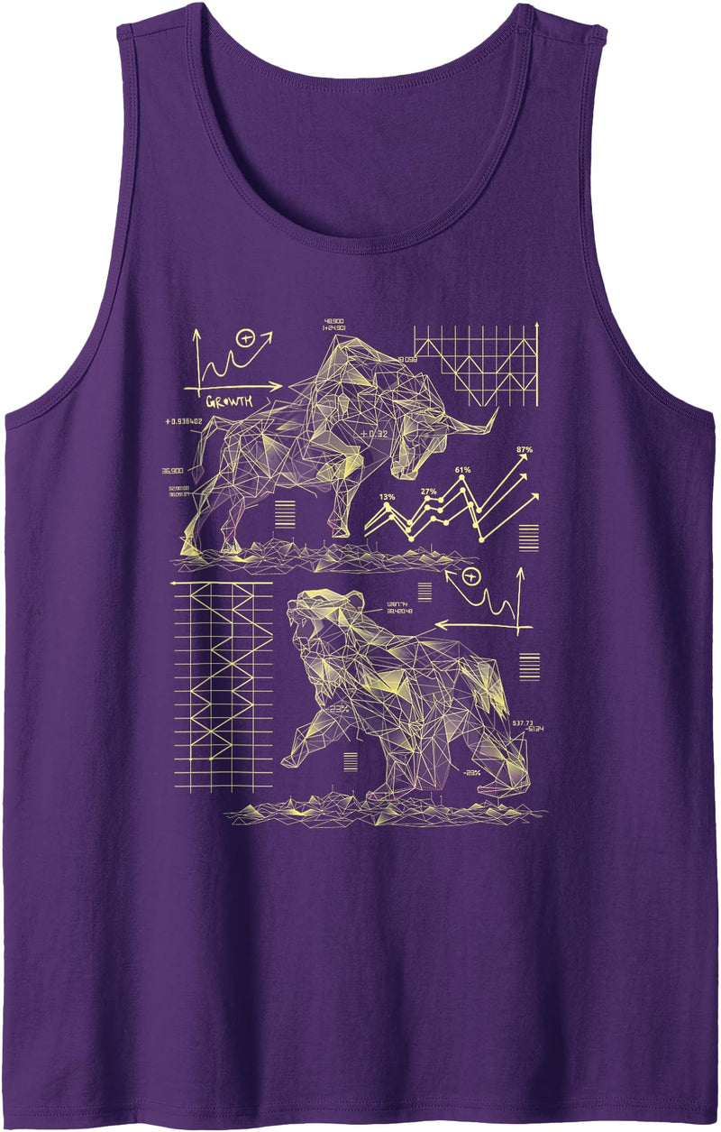 Buy and Hold Designs Capitalism Stock Investor Shareholder Stock Market Bull vs Bear Stock Trader Tank Top - Purple