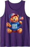 250 Anniversary USA Independence Fourth of July Cute Patriotic Teddy Bear 250 Years of Freedom 4th of July Tank Top - Purple