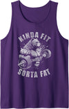 Funny Bear Kinda Fit Sorta Fat Gym Weightlifting Kinda Fit Sorta Fat Funny Gym Bear Weightlifting Workout Tank Top - Purple