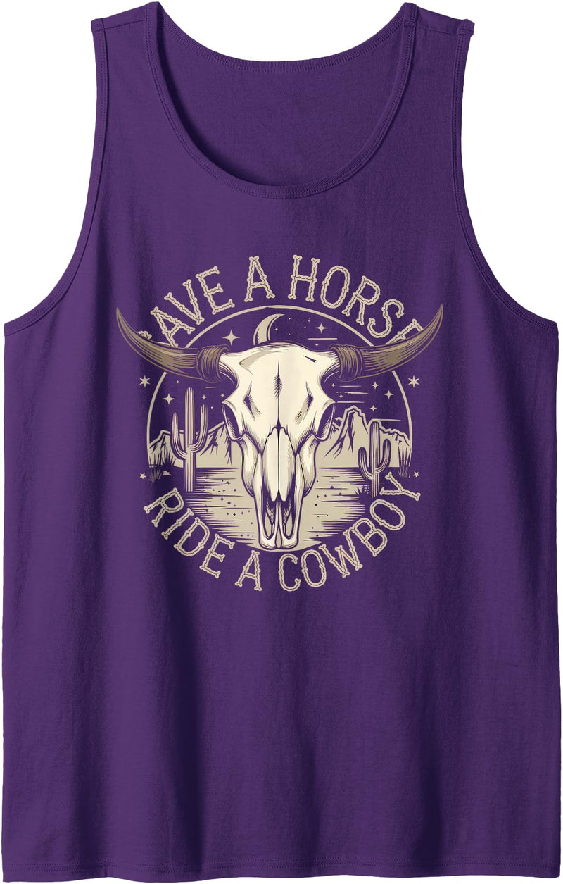 Save A Horse Ride A Cowboy Tshirt Western Cowgirl Save A Horse Ride A Cowboy Tshirt Country Outfits Horseback Tank Top - Purple