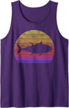 Tuna Fishing Apparel Co. Tuna Fishing Retro Sunset Bluefin Tuna Fisherman Tank Top - Purple