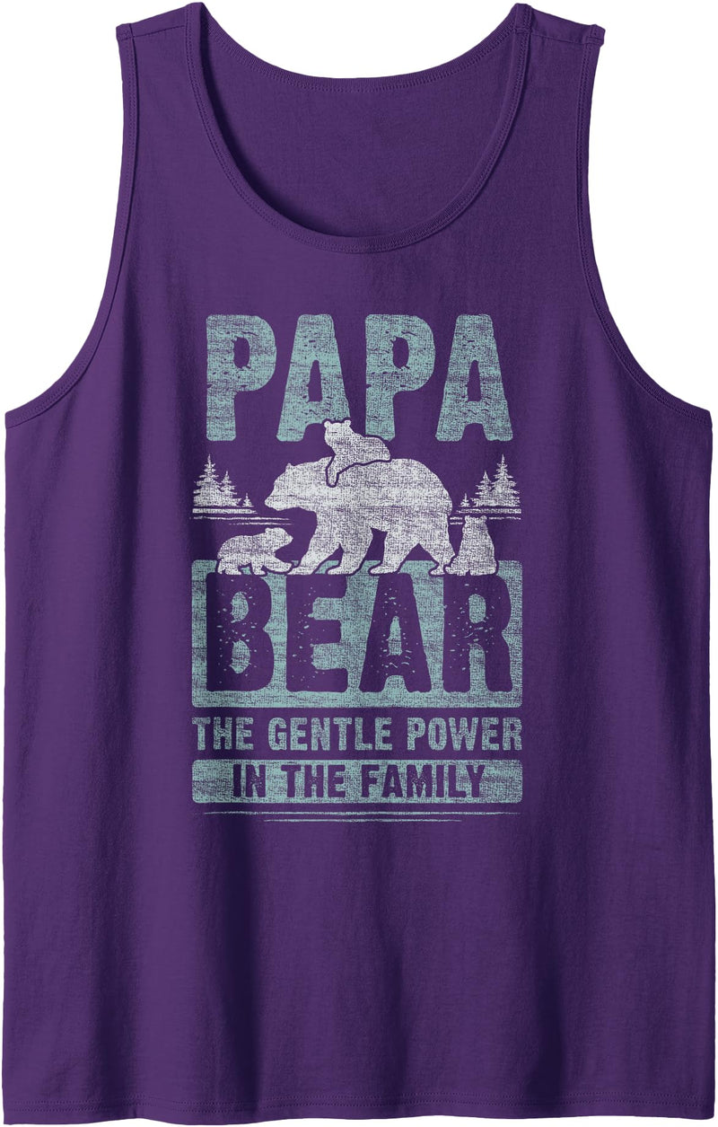 Papa Bear - Content Design Studio Mens Papa Bear 3 cubs, 3 kids, dad, grandpa, Father's Day Tank Top - Purple