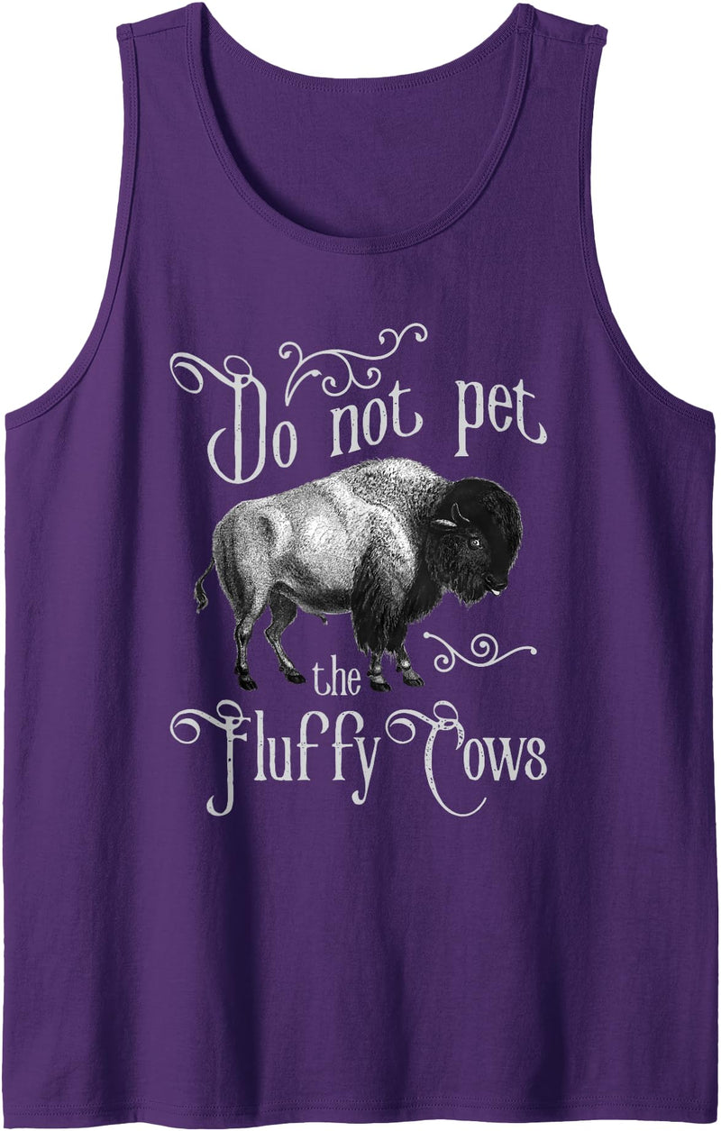 Bison Lover Shirts Do Not Pet The Fluffy Cows - Bison Buffalo Lover Wildlife Tank Top - Purple