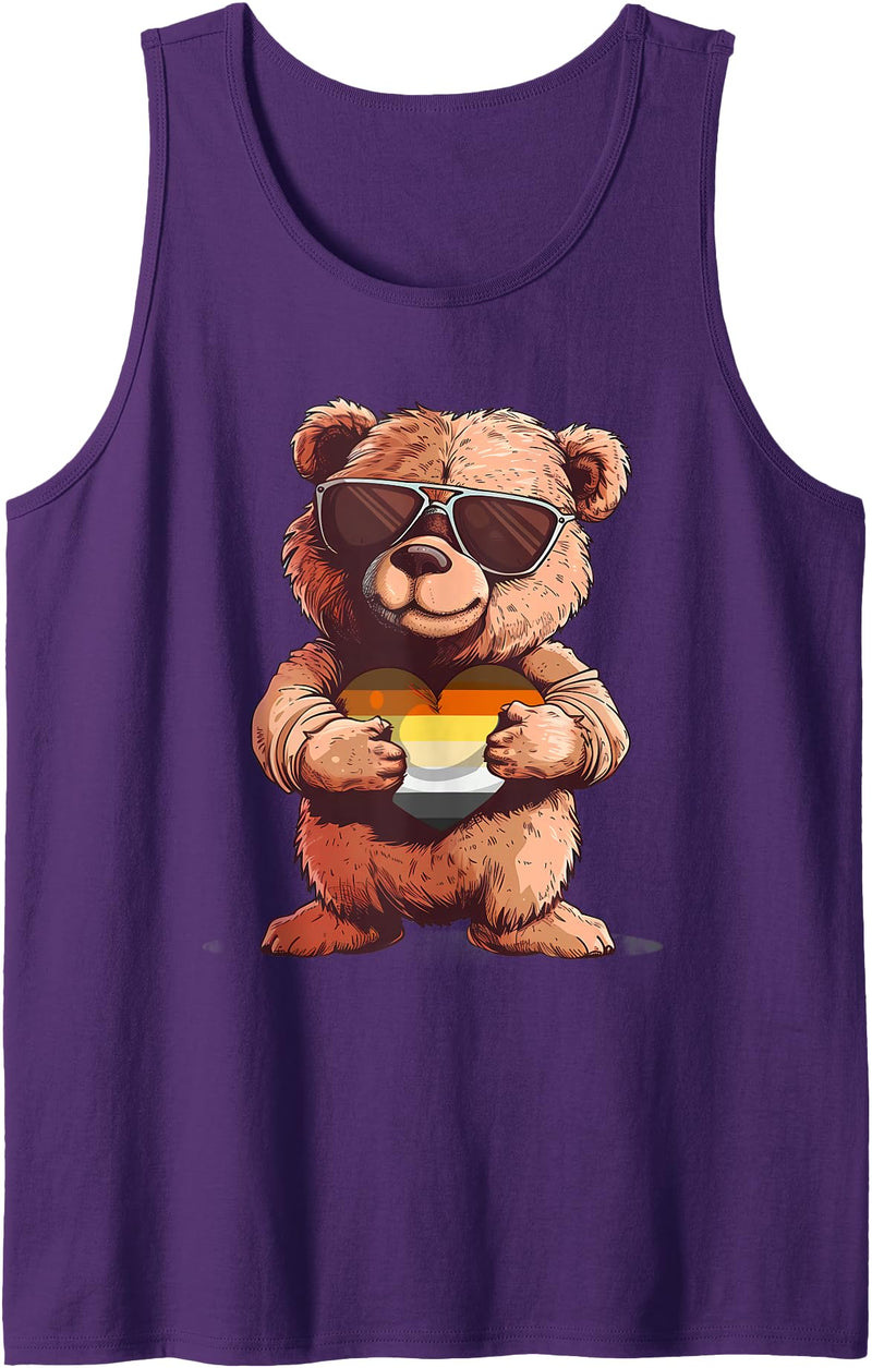 Gay Bear Pride LGBTQ Gay Bear Pride Heart LGBTQ Gay Pride Bear Flag Gay Flag Tank Top - Purple