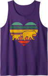 Mama Bear One Cub Retro Heart Mothers Day Gift Tank Top - Purple