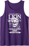 Lion in Lungs Christian Shirts & Gifts You've Got a Lion Inside of Those Lungs Praise the Lord Tank Top - Purple