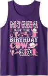 CowGirl Disco Birthday Girl Matching Great Grandma of The Birthday Cow-Girl Rodeo Cowgirl Bday Tank Top - Purple