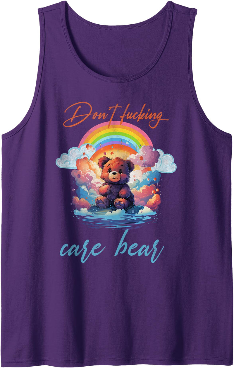 Don't fucking care bear tees Don't fucking care bear Tank Top - Purple