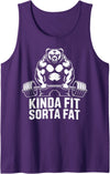 Iron Routine - Gym Workout Fitness Men Women Gifts Kinda Fit Sorta Fat Funny Gym Bear Workout Weightlifting Tank Top - Purple