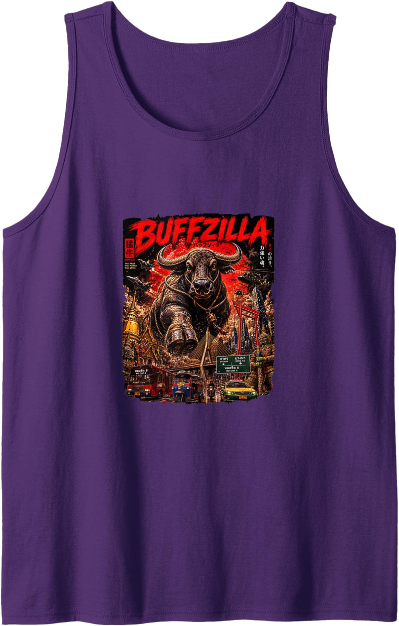 CUTE & TEES Cute Buffalo Buffzilla for Thai Buffal Moms Dads Pet Lovers Tank Top - Purple