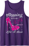 Awesome Age Perfect Gift Gift Girls,Queens,Stepping Into My 57th Birthday Like A boss Tank Top - Purple