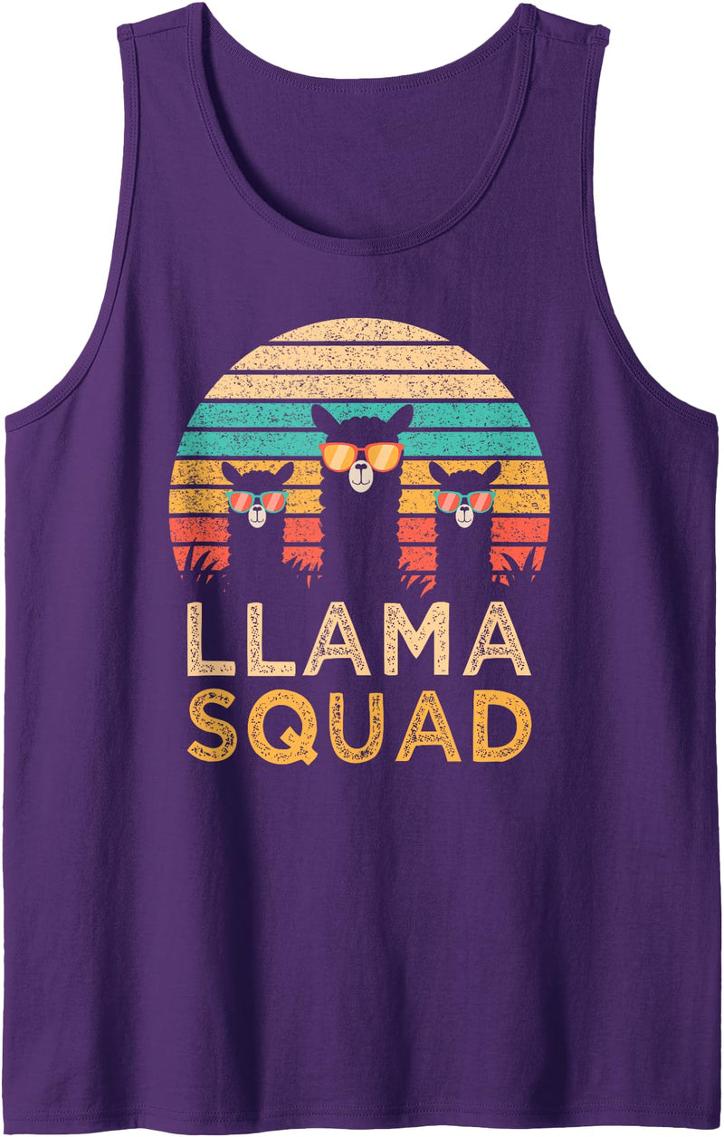 Llama Squad With Glasses Funny Funny Llama Squad Sunglasses Cool Llamas Vintage Gift Tank Top - Purple