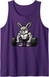 Rabbit Weightlifting Bodybuilder Workout Gym Pet Lover Tank Top in Purple