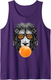 Bubble Gum Animals Lions Face Kids, Women, Men Orange Bubble Gum Lion Stripe Sunglasses Lion Head Tank Top - Purple
