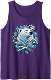 Arctic Polar Bear Winter Snowflakes Christmas Polar Bear Wreath Ice Crystals Tank Top - Purple