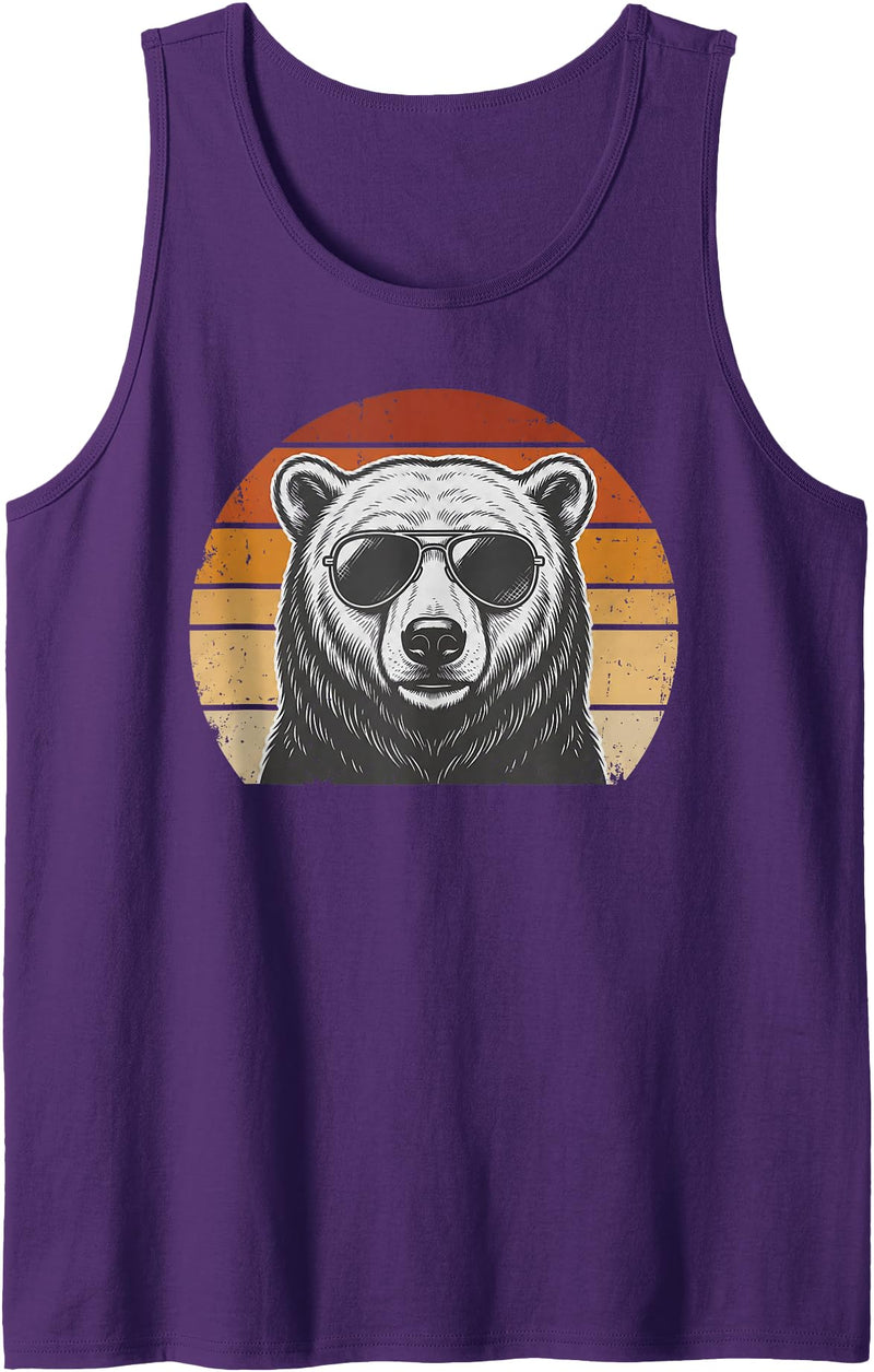 Polar Bear Retro Sunset Vintage Prints Co Polar Bear Retro Sunset Animal Lover Vintage Cool Owner Tank Top - Purple