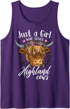 Scottish Highland Cow Lovers Scottish Highland Cow Just a Girl Who Loves Highland Cows Tank Top - Purple