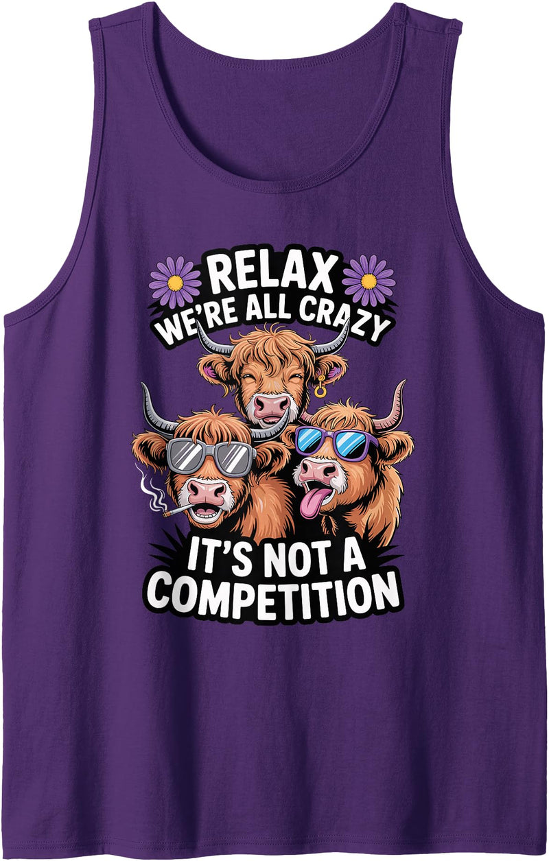 Ranch Folks Country Humor Funny Crazy Highland Cow Humor Design Tank Top - Purple