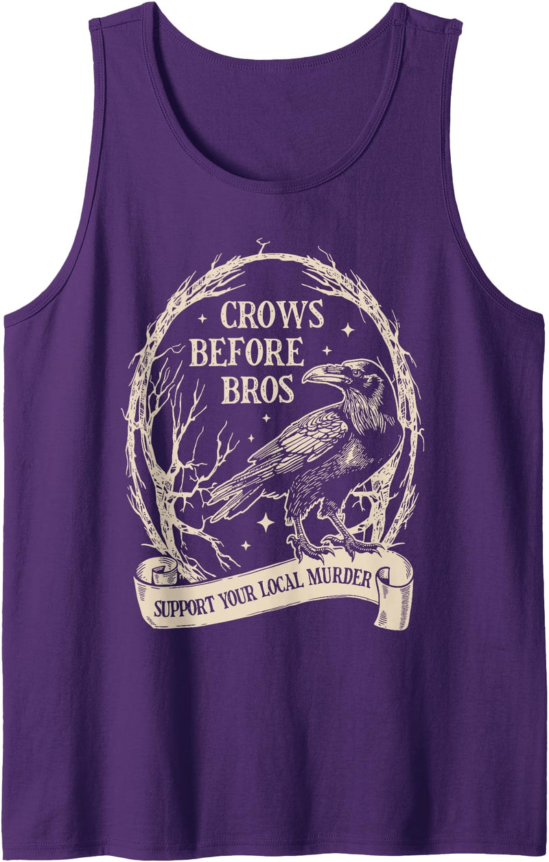 Crows Before Bros Halloween Tees Crows Before Bros Support Your Local Murder Funny Halloween Tank Top - Purple