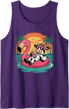 Funny Cow Summer Vacation tee Funny Cow Hawaiian Float Beach Summer Vacation Cow Tank Top - Purple