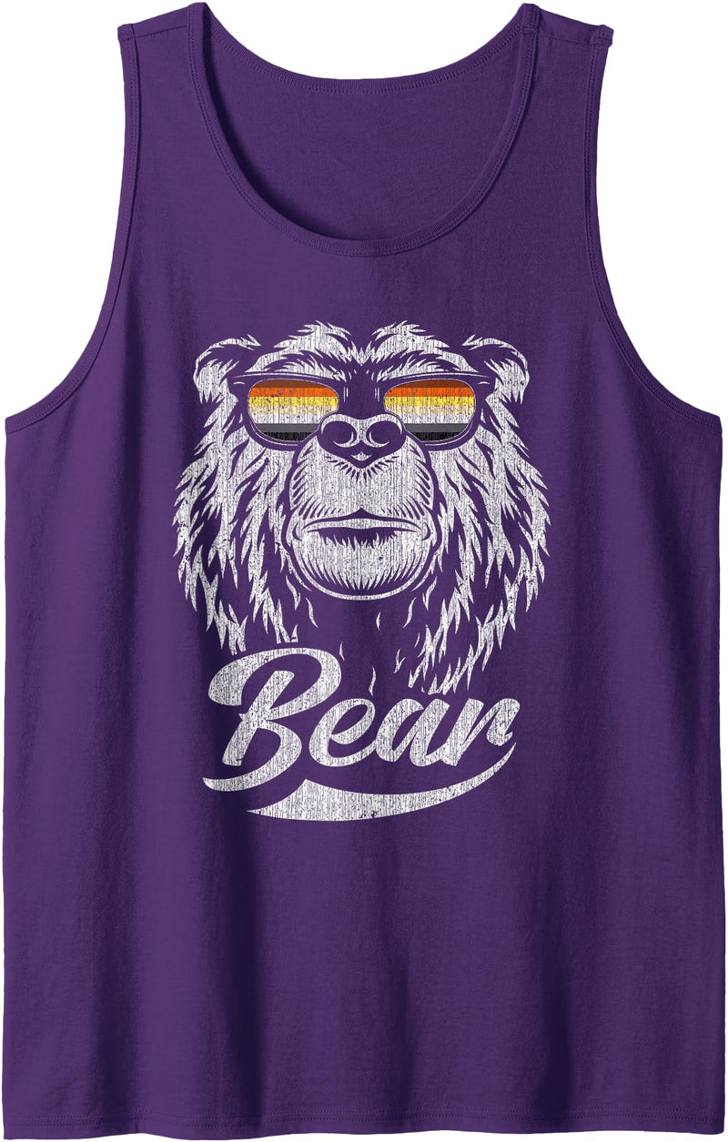 Bear Gay Pride by Content Design Studio Mens Gay Bear Community Bear with Glasses Tank Top - Purple