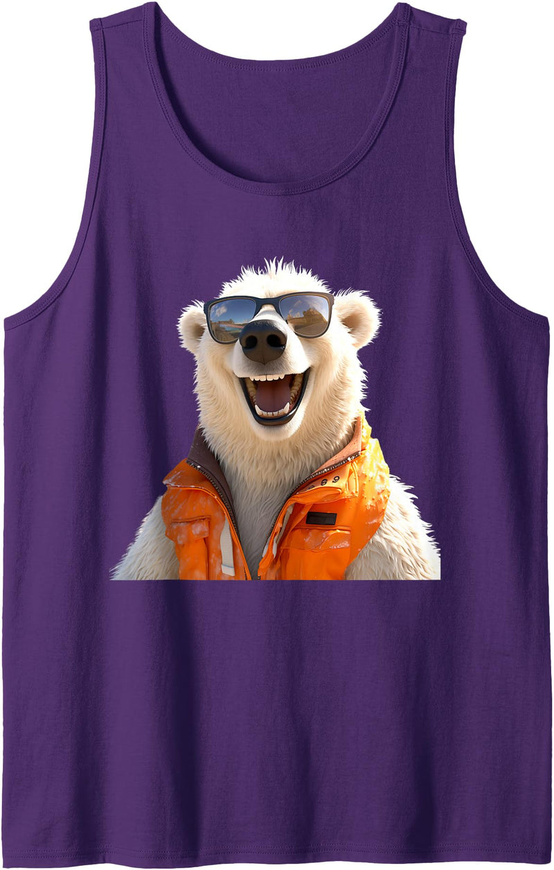 Funny Polar Bears for every Bear Lover Polar Bear With Sunglasses Animal Love Bears Cute Polar Bear Tank Top - Purple