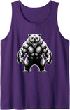 Muscle Bear Grizzly Bear, Strength Symbol Fierce Grizzly Bear Roar Graphic for Outdoor Enthusiasts Tank Top - Purple