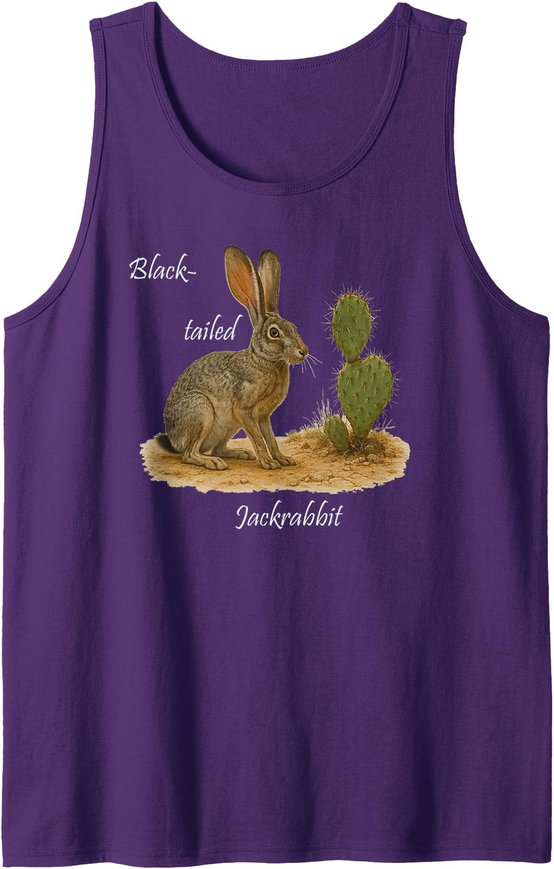 Animal Series. Black Tailed Jackrabbit Tank Top in Purple