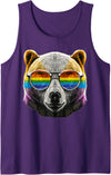 Gay Daddy Bear Funny LGBT Gay Pride LGBTQIA Gifts Mens Gay Bear LGBTQ Rainbow Sunglasses Pride Flag Daddy Bear Tank Top - Purple