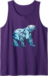 Arctic Wilderness Polar Bear Mountain Ice Crystal Glacier Nordic Landscape Polar Bear Tank Top - Purple