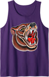 Urban Empyre Grizzly Bear Brown Tattoo Flash Tank Top - Purple