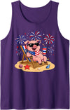 Pig Patriotic Happy Beach Paws Co 4th of July Pig Happy Beach Patriotic Animal Lovers Tank Top - Purple
