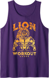 Workout Fitness Gym Shirts Lion Workout Gold Beast Muscle Fitness Gym Animal Tank Top - Purple