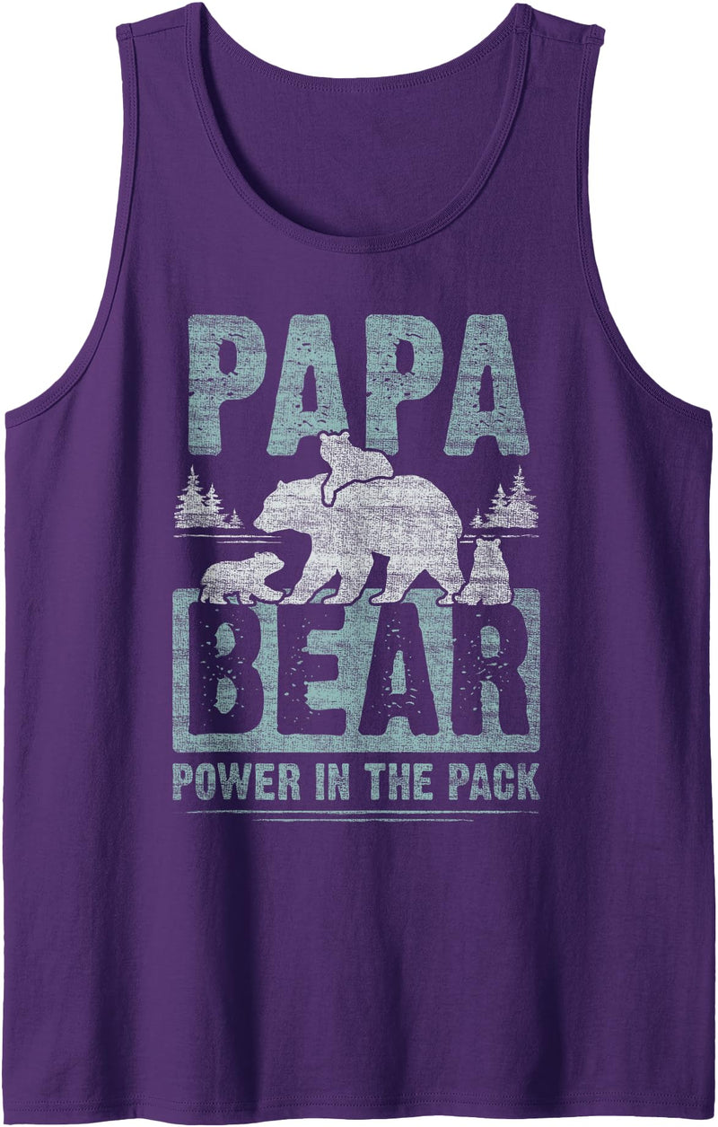 Papa Bear - Content Design Studio Mens Papa Bear 3 Cubs, Dad, Grandpa, 3 Kids, Father's Day Tank Top - Purple