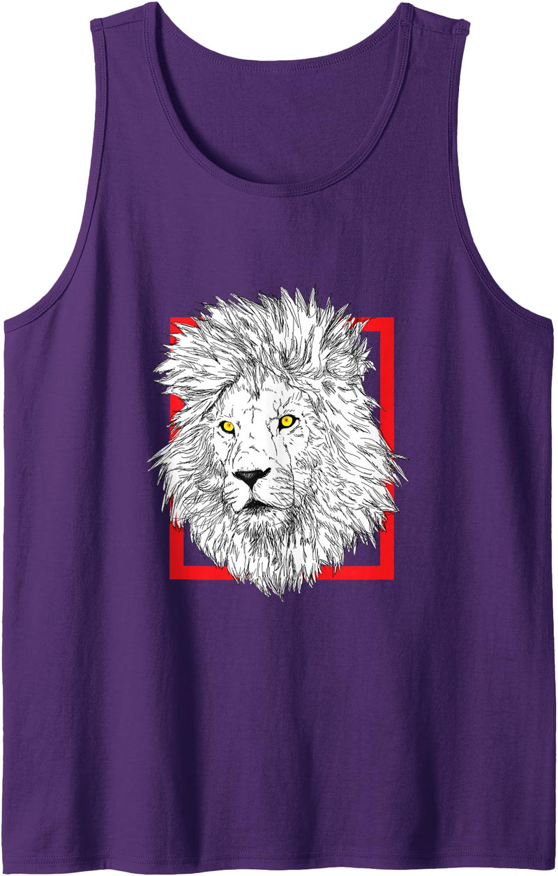 Löwenkopf Großkatze Safari Horoskop Astrologie White Lion Head Zodiac Sign Leo Astrology Tank Top - Purple