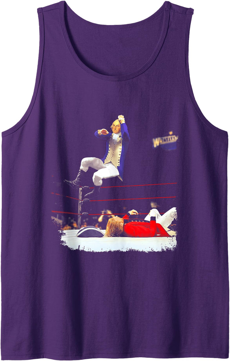 Funny George Washington Wrestling Tee Shirt George Washington Wrestling Tank Top - Purple