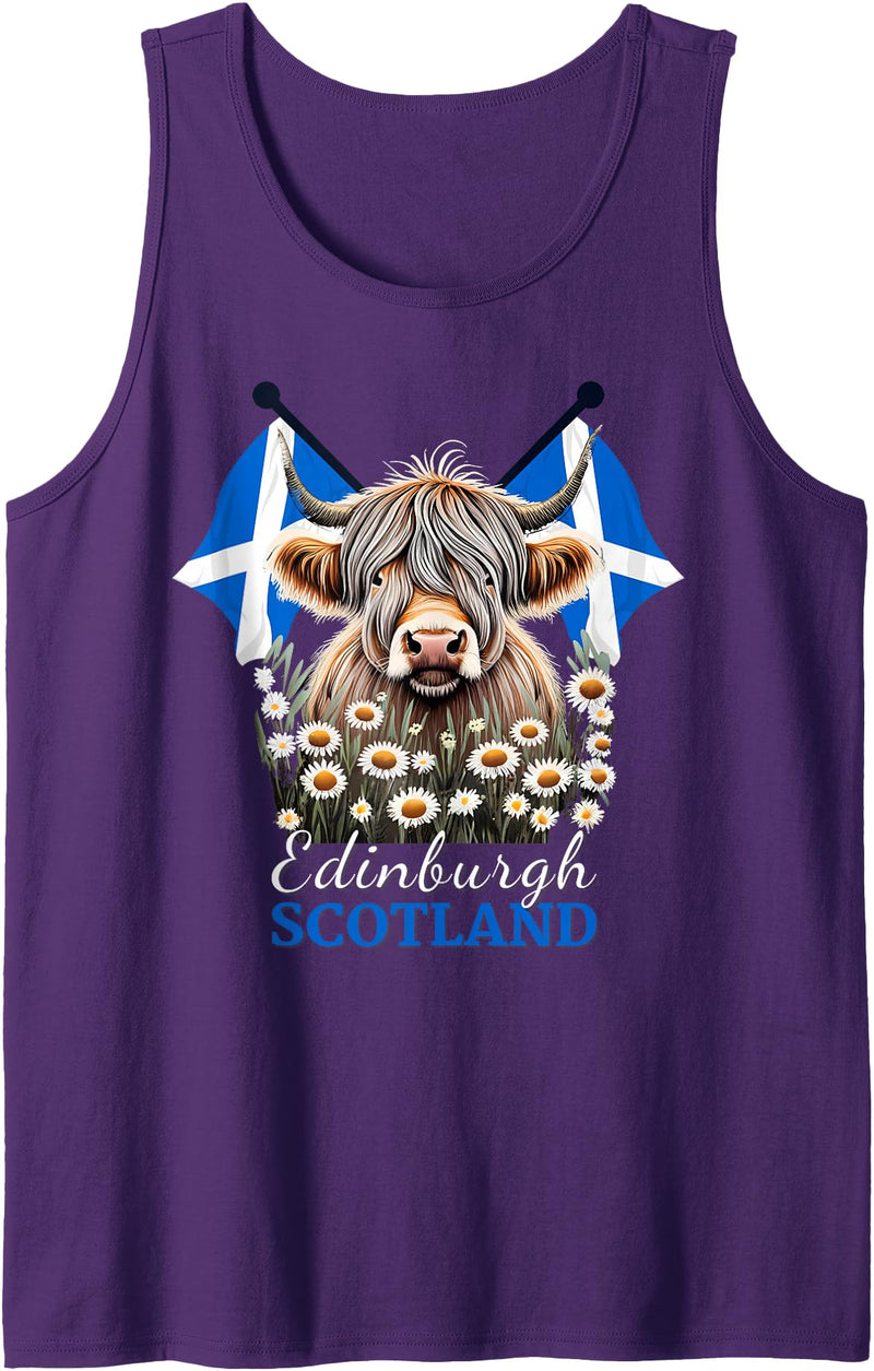 Highland Cow Designs Matching Family Mom Dad Kids Edinburgh Scotland Highland Cow Scottish Ancestry Vacation Tank Top -