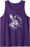 Bunny Smoking a Cigarette, Funny Rabbit Animal Art Graphic Tank Top in Purple