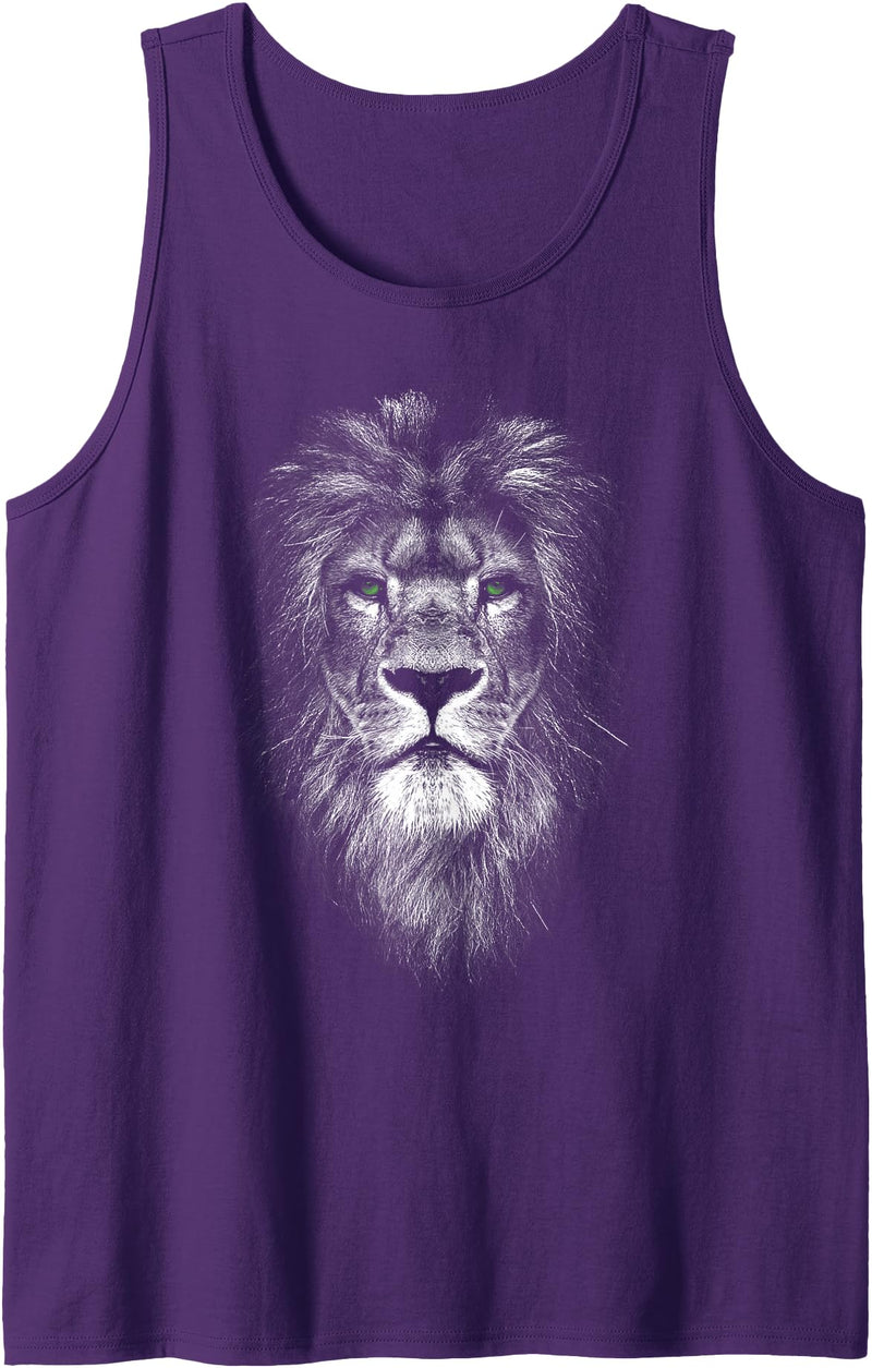 MyAnimal - Your Favourite Animal Wear Cool Lion with Green Eyes Tank Top - Purple
