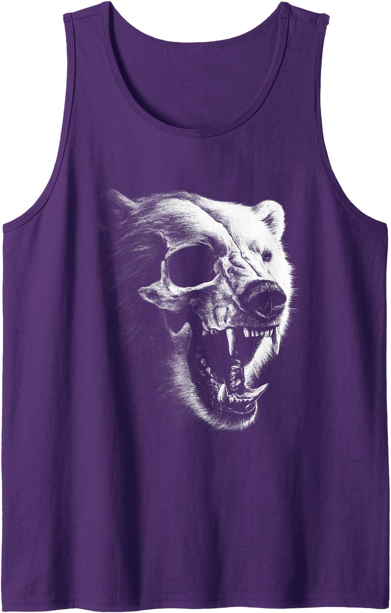 Dark Aesthetic Animals Urban Streetwear Co. Dark Gothic Polar Bear Grunge Aesthetic Goth Skull Art Tank Top - Purple