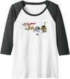 Red and Howling Broom Ride With Friends Halloween Raglan Baseball Tee - Dark Heather Grey/White